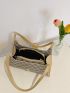 Geometric Pattern Buckle Decor Baguette Bag Medium