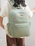 Letter Patch Decor Classic Backpack Medium Zipper Green