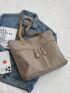 Gray One Shoulder Tote Bag Large Capacity Casual Bag