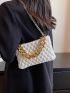 Quilted Chain Square Bag Small Zipper White