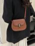 Women's Retro Simple Shoulder Bag, New Casual Pu Flap Saddle Bag