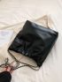 Studded Decor Shoulder Bag Small Black Chain Strap