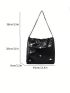 Studded Decor Shoulder Bag Small Black Chain Strap