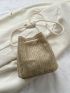 Mini Minimalist Drawstring Design Straw Bag Vacation