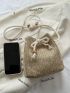 Mini Minimalist Drawstring Design Straw Bag Vacation