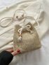 Mini Minimalist Drawstring Design Straw Bag Vacation