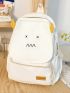 Cartoon Graphic Functional Backpack Medium Beige Preppy