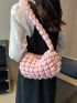 Minimalist Ruched Bag Medium Zipper Nylon Pink