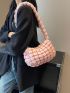 Minimalist Ruched Bag Medium Zipper Nylon Pink