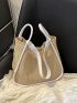 Contrast Piping Straw Bag Vacation Studded Detail