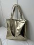 Metallic Shoulder Tote Bag PU Funky Double Handle