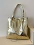 Metallic Shoulder Tote Bag PU Funky Double Handle