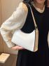 Quilted Detail Baguette Bag Zipper Fashion PU