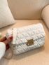 Small Square Bag Fashion Quilted Detail Push Lock Chain Flap PU