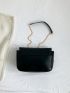 Small Square Bag Fashion Quilted Detail Push Lock Chain Flap PU