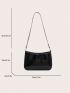 Mini Hobo Bag Geometric Embossed Zipper PU Fashion