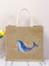 Small Straw Bag Vacation Dolphin Pattern Double Handle