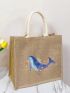 Small Straw Bag Vacation Dolphin Pattern Double Handle