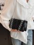 Mini Square Bag Fashion Geometric Embossed Chain Flap PU