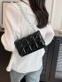 Mini Square Bag Fashion Geometric Embossed Chain Flap PU