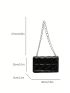 Mini Square Bag Fashion Geometric Embossed Chain Flap PU