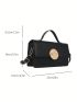 Small Square Bag Fashion Adjustable Strap Metal Decor Flap PU