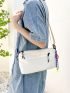 White Square Bag Zipper Fashion Adjustable Strap