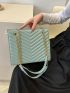 Chevron Pattern Square Bag Chain Fashion Chain PU