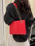 Small Square Bag Chevron Embossed Neon Red Funky Chain PU