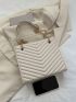 Small Square Bag Chevron Embossed Chain PU Fashion