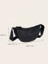 Black Hobo Bag Fashion Zipper Polyester