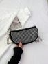 Small Hobo Bag Studded & Faux Pearl Decor Chain Zipper PU Fashion