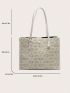 Letter Graphic Tote Bag Fashion Adjustable Strap PU