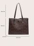 Letter Graphic Tote Bag Fashion Adjustable Strap PU