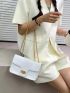 Snakeskin Print Square Bag White Elegant Flap Chain Strap