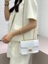 Snakeskin Print Square Bag White Elegant Flap Chain Strap