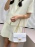 Snakeskin Print Square Bag White Elegant Flap Chain Strap