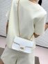 Snakeskin Print Square Bag White Elegant Flap Chain Strap