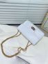 Snakeskin Print Square Bag White Elegant Flap Chain Strap