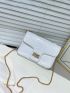 Snakeskin Print Square Bag White Elegant Flap Chain Strap