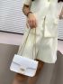 Snakeskin Print Square Bag White Elegant Flap Chain Strap