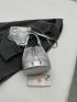 Mini Bucket Bag Silver Rhinestone Decor Drawstring Design Fashionable