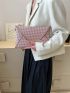 Geometric Pattern Metal Decor Flap Envelope Pink Fashionable