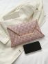 Geometric Pattern Metal Decor Flap Envelope Pink Fashionable