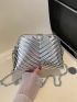 Metallic Chevron Pattern Chain Dome Bag Silver Funky