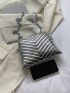 Metallic Chevron Pattern Chain Dome Bag Silver Funky