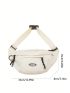 Letter Patch Fanny Pack White Adjustable Strap For Daily