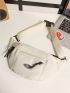 Letter Patch Fanny Pack White Adjustable Strap For Daily