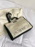 Letter Pattern Shoulder Tote Bag Contrast Binding Casual Double Handle