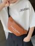 Letter Pattern Fanny Pack Black Casual Shoulder Bag For Men Women Outdoor Travel